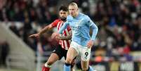 Manchester City, de Haaland, fica no 0 a 0 com o Sunderland - Foto: George Wood/Getty Images / Jogada10