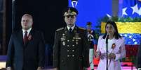 Diosdado Cabello, Vladimir Padrino L&oacute;pez e Delcy Rodr&iacute;guez  Foto: Juan Barreto/AFP/via Getty / BBC News Brasil