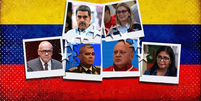 Acima: Nicol&aacute;s Maduro e Cilia Flores, capturados durante ataque dos EUA. Abaixo, da esquerda para a direita: Jorge Rodr&iacute;guez, Vladimir Padrino, Diosdado Cabello e Delcy Rodr&iacute;guez.  Foto: BBC/Getty Images / BBC News Brasil