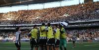 Botafogo comemorando a vitória sobre o Fortaleza Foto: Vítor Silva/Botafogo / Esporte News Mundo