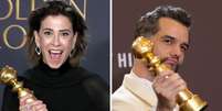 Fernanda Torres e Wagner Moura em suas respectivas edi&ccedil;&otilde;es do Globo de Ouro  Foto: GETTY IMAGES