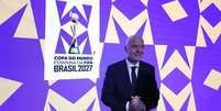 O presidente da Fifa, Gianni Infantino, veio ao Brasil para o lançamento da logo da Copa do Mundo Feminina de 2027  Foto: Wagner Meier - FIFA / FIFA via Getty Images