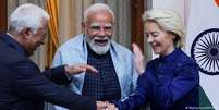 Costa e Von der Leyen se reuniram com Modi em Nova D&eacute;li para o an&uacute;ncio  Foto: DW / Deutsche Welle