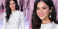 Mix de estampas elegante e scarpin de bico quadrado ic&ocirc;nico: um raio-x do look de Bruna Marquezine no desfile da Chanel em 10 fotos.  Foto: Getty Images / Purepeople