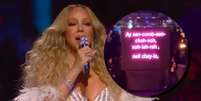 "Voooolare": Mariah Carey teve a ajuda de uma 'cola' com letra modificada da can&ccedil;&atilde;o  Foto: Reprodu&ccedil;&atilde;o