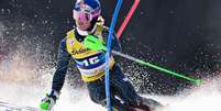 O brasileiro Lucas Pinheiro Braathen compete na prova de Slalom Masculino durante o Campeonato Mundial de Esqui Alpino em Kranjska Gora, Eslov&ecirc;nia, em 2 de mar&ccedil;o de 2025. (Foto de Jure Makovec / AFP)  Foto: AFP - JURE MAKOVEC / RFI