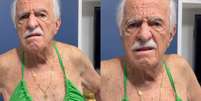Ary Fontoura, 93 anos, fez uma brincadeira nas redes sociais ao aparecer usando um biqu&iacute;ni na cor verde neon  Foto: Reprodu&ccedil;&atilde;o/Instagram/@aryfontoura