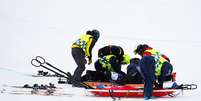 O neozeland&ecirc;s Finley Melville Ives ficou desacordado ap&oacute;s queda grave no esqui halfpipe dos Jogos Ol&iacute;mpicos de Inverno  Foto: David Davies/PA Images via Getty Images