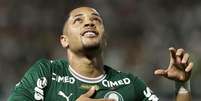 Vitor Roque comemorando o gol do Palmeiras Foto: Cesar Greco/Palmeiras/by Canon / Esporte News Mundo