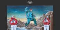 Foto do p&oacute;dio de Lucas Braathen &eacute; eleita a mais bonita dos Jogos e vira pintura renascentista. Foto: Reprodu&ccedil;&atilde;o/@Olympics via X e @mauriziorapitiart via Instagram / Estad&atilde;o
