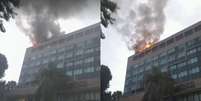 Fogo atinge telhado da sede do Minist&eacute;rio P&uacute;blico do Rio de Janeiro  Foto: Reprodu&ccedil;&atilde;o/TV Globo