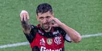 Arrascaeta comemora gol do Flamengo contra o Lan&uacute;s  Foto: MAGA JR / AG&Ecirc;NCIA F8/ESTAD&Atilde;O CONTE&Uacute;DO