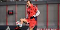 Harry Kane durante treinamento do Bayern de Munique. Foto: Divulga&ccedil;&atilde;o/Bayern de Munique / Estad&atilde;o