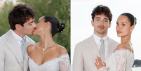 Vestido de noiva sereia e passeio em Ferrari de 200 milhões: + de 15 fotos do casamento de luxo do piloto Charles Leclerc com Alexandra Saint-Mleux em Mônaco.  Foto: Reprodução, Instagram (Fotos: @germanlarkin, @gregfinck, @side.quest) / Purepeople