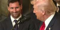 Messi sorri durante discurso de Trump - Foto: Reprodu&ccedil;&atilde;o / Jogada10