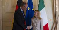 Meloni e Merz durante reunião em Roma, em 23 de janeiro  Foto: ANSA / Ansa - Brasil