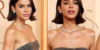 O power bob Bruna Marquezine no Oscar 2026 com mood da d&eacute;cada de 90 e acabamento polido: quanto custa copiar em casa o cabelo da atriz? Um raio-x dos produtos de luxo usados.  Foto: Getty Images / Purepeople