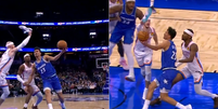 NBA: Jogador do Thunder d&aacute; toco em advers&aacute;rio usando t&ecirc;nis Foto: Reprodu&ccedil;&atilde;o/X @ESPNNBA
