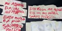 Bilhetes forma encontrados por vizinhos, que acionaram PM  Foto: Reprodu&ccedil;&atilde;o/TV Globo