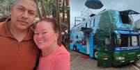 J&uacute;nior e Marta transformaram &ocirc;nibus em casa para viajar pelo mundo Foto: Arquivo pessoal