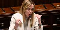 Giorgia Meloni durante sessão na Câmara dos Deputados, em Roma  Foto: ANSA / Ansa - Brasil