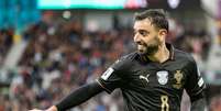 Bruno Fernandes (Portugal) celebrando seu gol contra a Arm&ecirc;nia, no dia 16.11.2025. Foto: IPA / Alamy