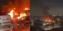 V&iacute;deos mostram inc&ecirc;ndio em f&aacute;brica de mesas de sinuca no Br&aacute;s, em S&atilde;o Paulo  Foto: Reprodu&ccedil;&atilde;o
