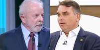 Lula no debate da Globo em 2022 e Fl&aacute;vio Bolsonaro em entrevista do 'Roda Viva' em 2024: a visibilidade na TV &eacute; valiosa aos candidados  Foto: Reprodu&ccedil;&otilde;es