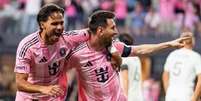 Divulga&ccedil;&atilde;o - Legenda: Messi comemora seu primeiro gol no novo est&aacute;dio do Inter Miami - Divulga&ccedil;&atilde;o  Foto: Jogada10