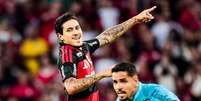 Pedro exalta a torcida ap&oacute;s fazer o primeiro gol do Flamengo sobre o Santos. Enfim, bola na rede &eacute; com ele.  Foto: Adriano Fontes/Flamengo / Jogada10