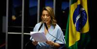 Soraya Thronicke durante fala no Senado.  Foto: Wilton Junior/Estad&atilde;o / Estad&atilde;o
