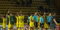 Jogadores do Mirassol comemoram vit&oacute;ria na Libertadores  Foto: JOISEL AMARAL/AGIF - AG&Ecirc;NCIA DE FOTOGRAFIA/ESTAD&Atilde;O CONTE&Uacute;DO