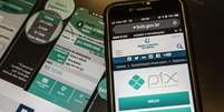 Tela de celular exibe página inicial do pix dentro do site do Banco Central  Foto: Marcello Casal Jr/Agência Brasil / BBC News Brasil