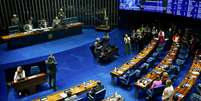 Plen&aacute;rio do Senado brasileiro durante uma sess&atilde;o em mar&ccedil;o de 2026.  Foto: AFP - EVARISTO SA / RFI
