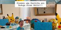Photo by BIANCA BOCA ROSA ⭐️???? on April 16, 2026. May be an image of lego, chocolate cake and text that says '天水果 BEM:VINDO DE.VOLTA GURGO fizemos uma festinha pro Gudugo ficar feliz! ! .KCM BEM-VADO'.  Foto: Famosos e Celebridades