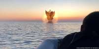 Minas navais podem representar uma ameaça por décadas; na foto, explosão no mar Negro, perto da Bulgária, em 1º de julho de 2022 Foto: DW / Deutsche Welle
