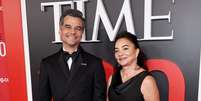 Wagner Moura e sua m&atilde;e, Alderiva Moura, em evento da Time  Foto: Getty Images