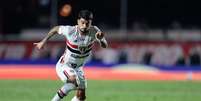 Cauly (S&atilde;o Paulo) durante jogo contra o Juventude, no dia 21.04.2026. Foto: Associated Press / Alamy