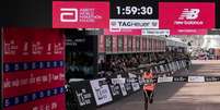 Sabastian Sawe cruza a linha de chegada abaixo de 2h em Londres (Foto: David Cliff for London Marathon Events) Foto: Divulgação / Contra-Relógio