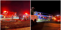 Batida entre carreta e ônibus que levava religiosos deixa dois mortos em MG  Foto: Divulgação/CBMMG