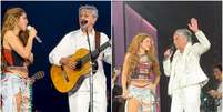 Shakira canta com Caetano Veloso e Maria Bethania em ensaio na Praia de Copacabana  Foto: Reprodução/Instagram