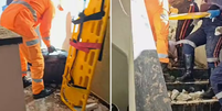 Imagens mostram que parte da aeronave, um monomotor de pequeno porte, entrou no prédio e deteriorou janelas e escadas  Foto: Reprodução 
