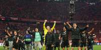 Jogadores do PSG comemoram vaga na final da Liga dos Campe&otilde;es  Foto:  Chris Brunskill/Fantasista/Getty Images