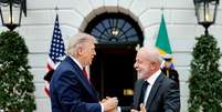 Donald Trump e Luiz In&aacute;cio Lula da Silva (PT) se encontraram nesta quinta-feira, 7, na Casa Branca, nos Estados Unidos  Foto: Ricardo Stuckert/PR
