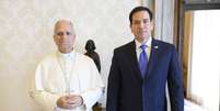 Papa Leão XIV e Marco Rubio durante encontro no Vaticano  Foto: ANSA / Ansa - Brasil