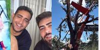 Helicóptero de Henrique e Juliano faz pouso forçado em fazenda no Tocantins e dupla se pronuncia sobre estado do pai; assista.  Foto: Reprodução, X/Instagram / Purepeople