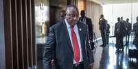 Presidente sul-africano, Cyril Ramaphosa, está no cargo desde 2018. (15/02/2026)  Foto: © Marco Simoncelli / AFP / RFI