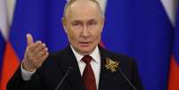 O presidente russo, Vladimir Putin, em coletiva de imprensa em Moscou, em 9 de maio de 2026. Foto: REUTERS - Ramil Sitdikov / RFI