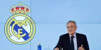  Florentino Perez durante entrevista coletiva nesta ter&ccedil;a-feira no Real Madrid   Foto: Divulga&ccedil;&atilde;o/Real Madrid