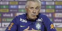 Técnico Ancelotti na entrevista coletiva  Foto: Rafael Ribeiro/CBF